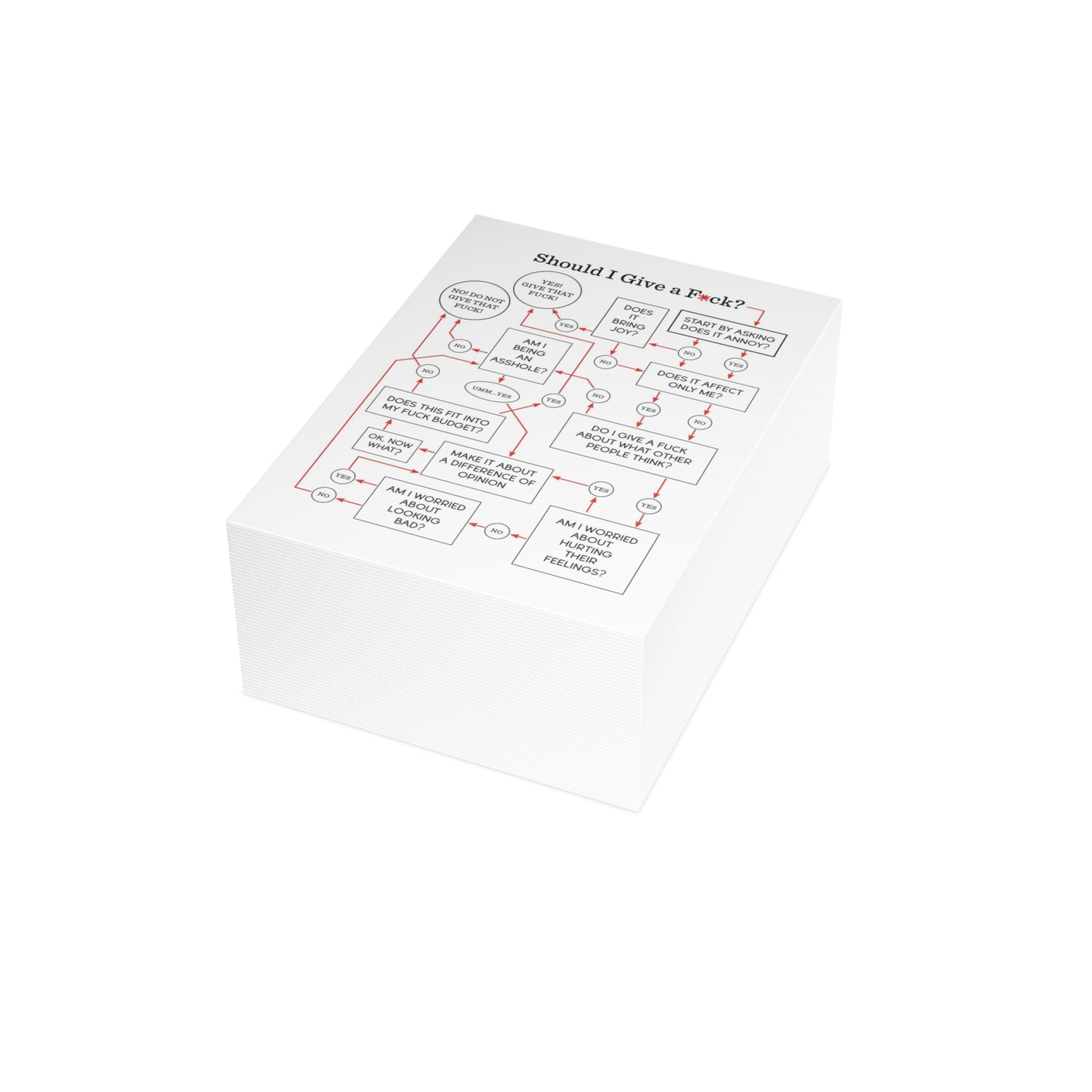 "Should I Give a Fuck?" Flowchart Postcards (available in 10/30/50 ct.; envelopes included)