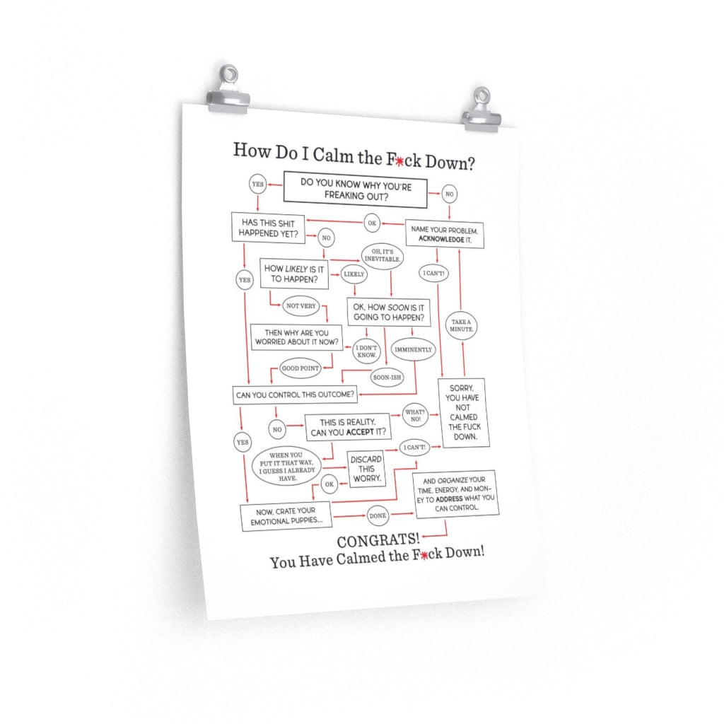 "How Do I Calm the F*ck Down?" Flowchart Poster (Multiple Sizes)