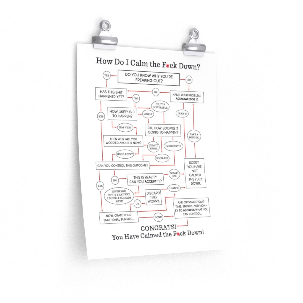 "How Do I Calm the F*ck Down?" Flowchart Poster (Multiple Sizes)