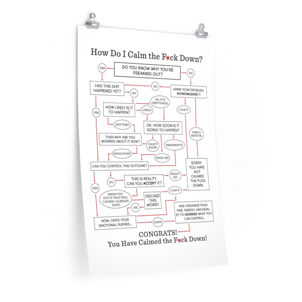 "How Do I Calm the F*ck Down?" Flowchart Poster (Multiple Sizes)