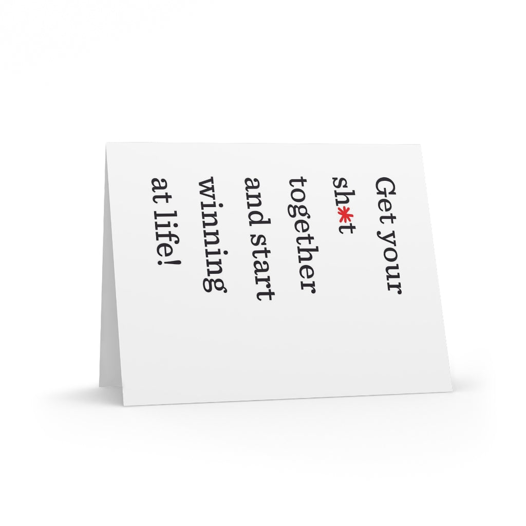 "Get your sh*t together and start winning at life!" Small Greeting Cards (8, 16, and 24 pcs)