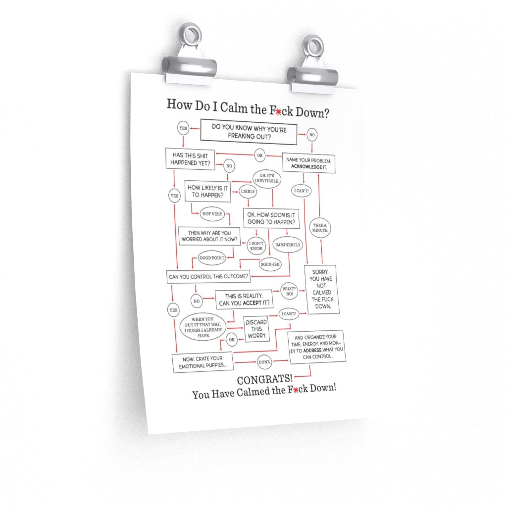 "How Do I Calm the F*ck Down?" Flowchart Poster (Multiple Sizes)